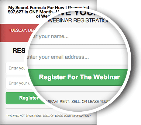Responsive webinar registration widget