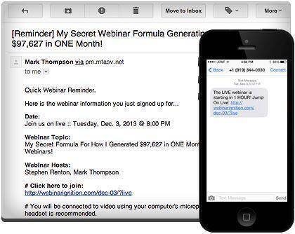 Automated email notification for your online webinar